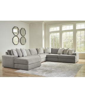 6 Seater U-Shaped Modular Fabric Lounge Suite with Chaise - Adamstown